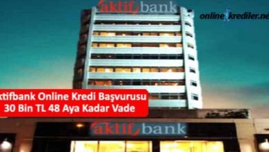 Photo of Aktifbank Online Kredi Başvurusu 30 Bin TL 60 Aya Kadar Vade